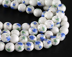Ceramic Blue Violets Round 14mm