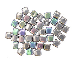 Czech Glass Antique Silver AB Cube 4mm
