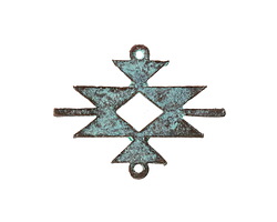 Mykonos Copper (plated) Patina Small Aztec Pattern Focal Link 25x30mm