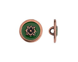 TierraCast Antique Copper (plated) Green Blossom Button 14mm