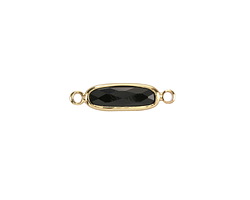 Jet Crystal Elongated Oval Link in Gold Finish Bezel 22x6mm