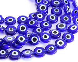 Millefiori Glass Cobalt Evil Eye Coin 11.5-12mm