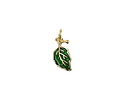18k Gold (plated) Green Enamel Leaf Focal 7x12.5mm