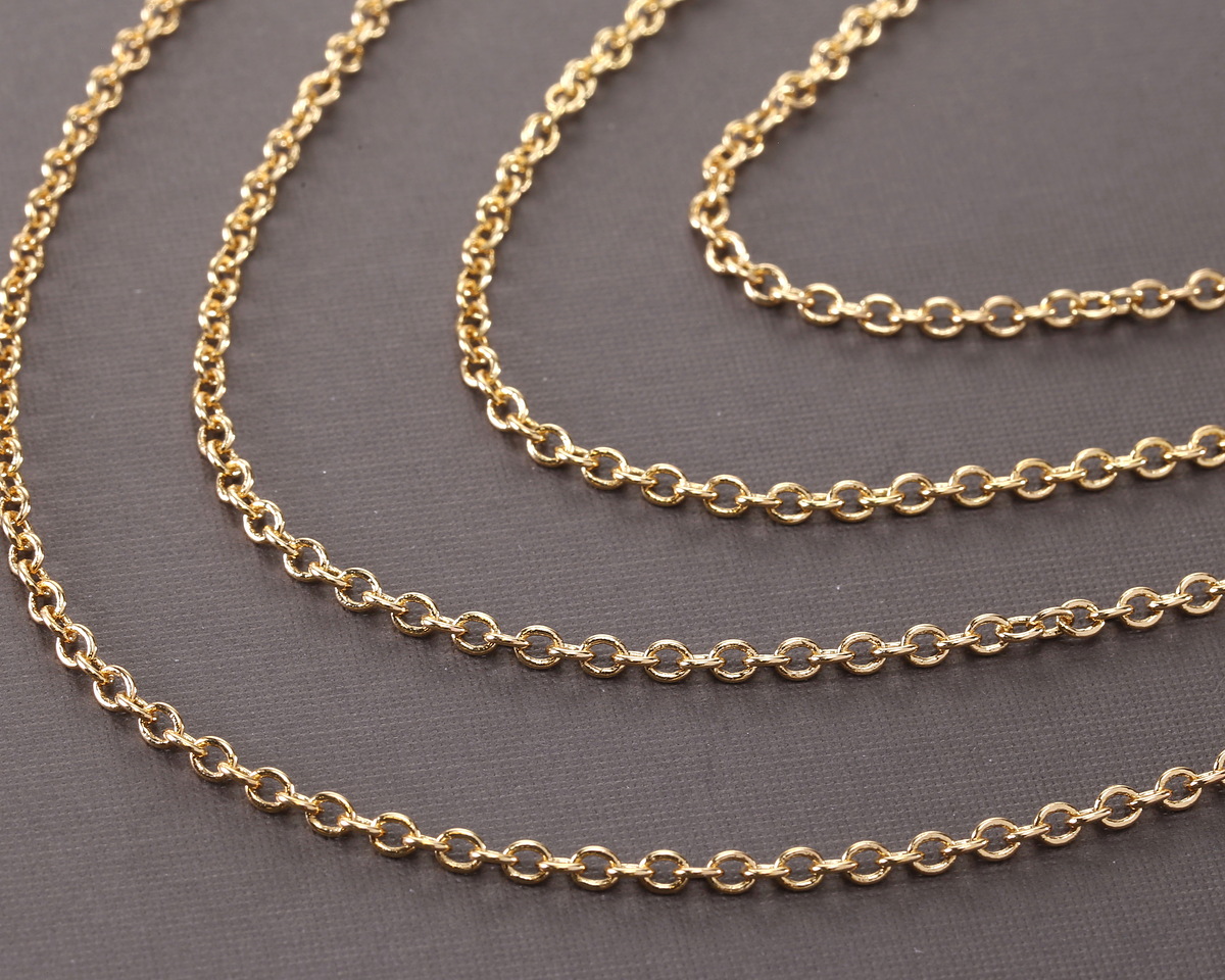 Hamilton Gold (plated) Round Wire Cable Chain, 5' Package