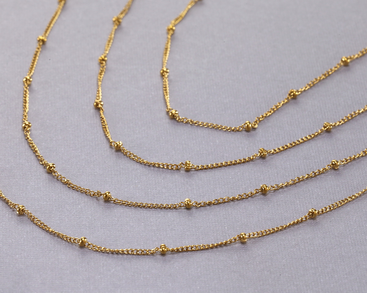 Waterproof 18K Gold PVD Plated Stainless Steel Satellite Chain, 5' Package