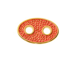 24K Gold (Plated) Guava Enamel Dotted Gold Oval Focal Link 24x16mm