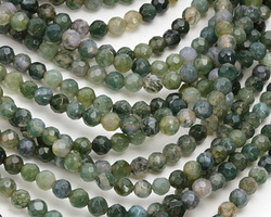 Moss Agate Faceted Round 4mm