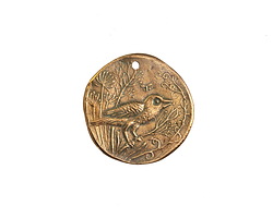 Green Girl Bronze Bird in Branches Coin 23-25mm