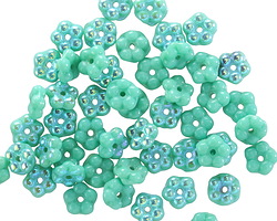 Czech Glass Turquoise AB Bali Style Daisy Spacer 2x5mm