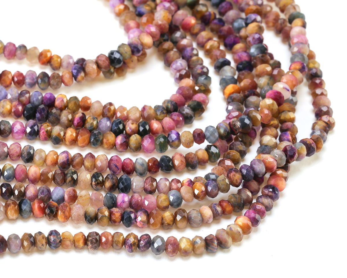 Honey Tiger Eye Multi-Color (dyed) Faceted Rondelle 2x4mm