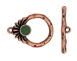 TierraCast Antique Copper (plated) w/ Green Setting Toggle 27x20mm, 27mm Bar