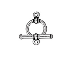TierraCast Antique Silver (plated) Bar & Ring Toggle Clasp 16x12mm, 19 Bar