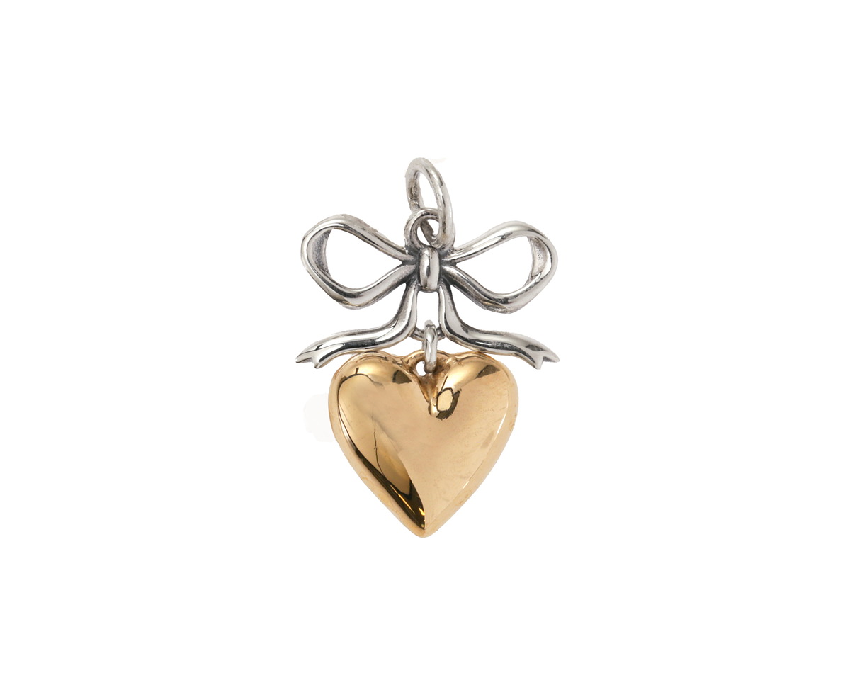 Nina Designs Sterling Silver Bow w/ Bronze Heart Focal 15x22mm
