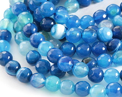 Sky Blue Line Agate Faceted Round 8mm