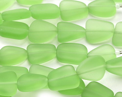 Peridot Beach-Style Glass Flat Freeform 15x13-15mm