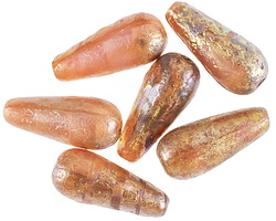 Czech Glass Textured Peach Silk w/ Rembrandt Finish Teardrop 20x9mm