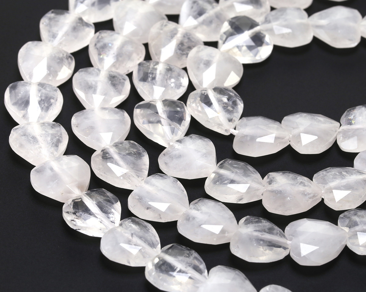 Rock Crystal Quartz Microfaceted Heart 13-14mm