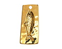 24K Gold (plated) Rectangle w/ Imprinted Fish Focal 14x31mm