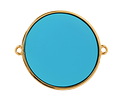 24K Gold (Plated) Transparent Turquoise Resin Round Focal Link 33x30mm