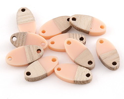 Wood & Angel Pink Resin Oval Focal Link 17x8.5mm
