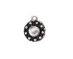 Mykonos Antique Silver (plated) Beaded Coin Drop Focal 13.5x16mm