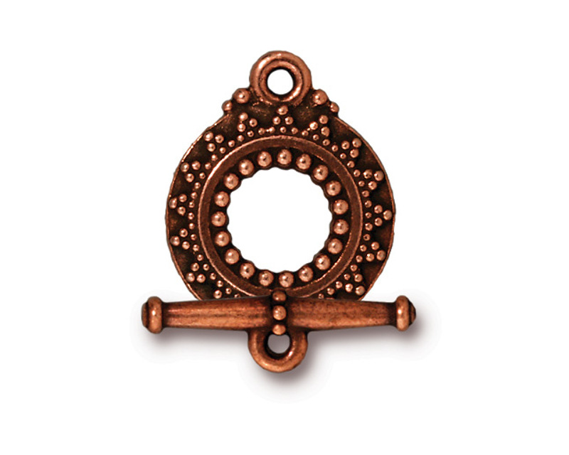 TierraCast Antique Copper (plated) Bali Toggle Clasp 20x16mm, 20mm Bar