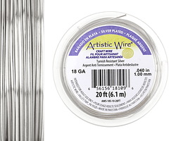 Artistic Wire Tarnish Resistant Silver 18 gauge, 20 feet