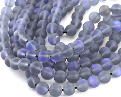 Smoke Fused Glass AB (matte) Round 8mm