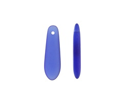 Royal Blue Beach-Style Glass Small Puffed Petal Pendant 7x25mm