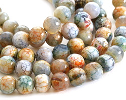 Coastal Sunset Fire Agate Faceted Round 10mm