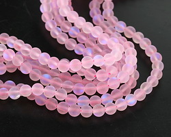 Pink Fused Glass AB (matte) Round 6mm