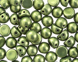 CzechMates Glass ColorTrends: Sueded Gold Fern 2-Hole Cabochon 7mm