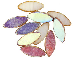 Czech Glass Ivory AB w/ Mercury Glass Finish Horse Eye 18x8mm