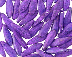 Czech Glass Vivid Violet Textured Dagger 5x15mm