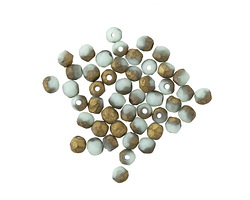 Czech Glass Textured Sky Blue w/ Gold Finish Fire Polished Round 3mm