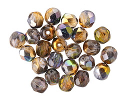 Czech Glass Crystal Golden Vitrail Fire Polished Round 6mm