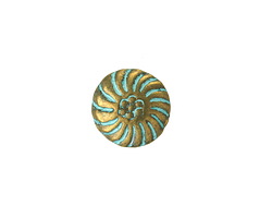 Patina Green Brass (plated) Chrysanthemum Button 13mm