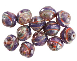 Czech Glass Deep Purple Opal Picasso UFO 10x12mm