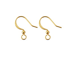 Gold (plated) Stainless Steel Flat Earwire w/ Ball 10x17mm (100 pieces)