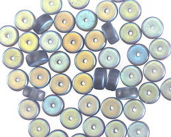 Czech Glass Matte Slate Blue AB Heishi 3x6mm