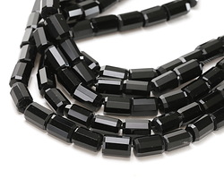 Black Obsidian Microfaceted Tube 7x10mm