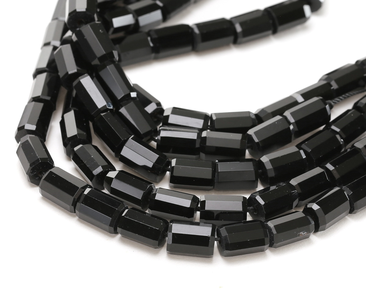 Black Obsidian Microfaceted Tube 7x10mm