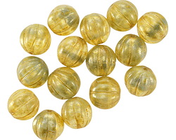 Czech Glass Ice Blue w/ Gold Luster Melon Round 8mm
