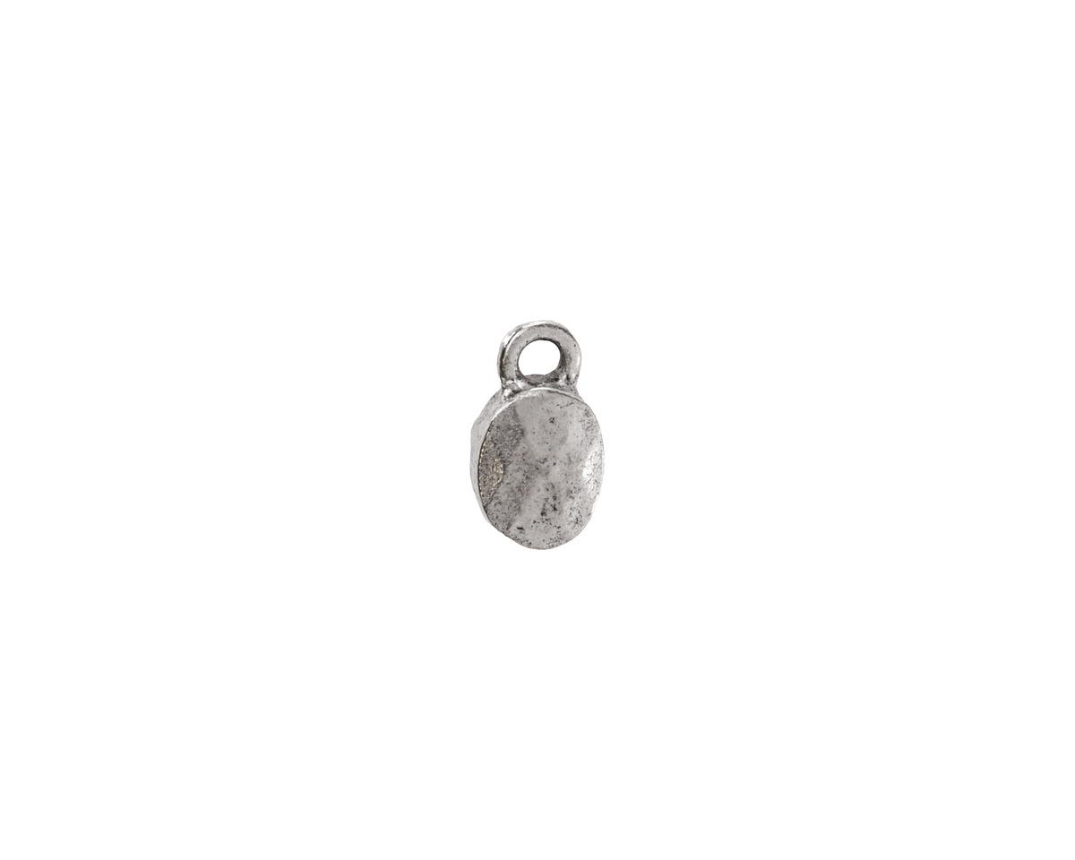 Nunn Design Antique Silver (plated) Faceted Oval Charm 10.6x6mm