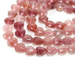 Strawberry Quartz Microfaceted Heart 13-14mm