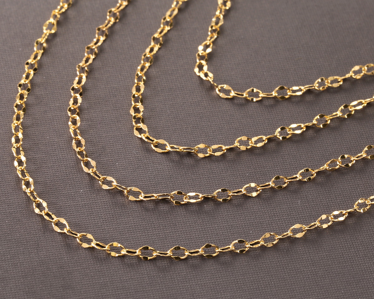 Hamilton Gold (plated) Half Flat Delicate Cable Chain, 5' Package