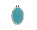 Antique Silver (plated) Aqua Enamel Oval Focal 16x25mm