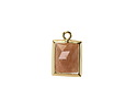 Peach Moonstone w/ Gold Finish Faceted Rectangle Focal 10x15mm