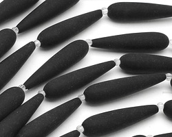 Jet Beach-Style Glass Teardrop Strand 37x8mm