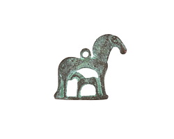 Mykonos Copper (plated) Patina Mare & Foal Charm 22x20mm